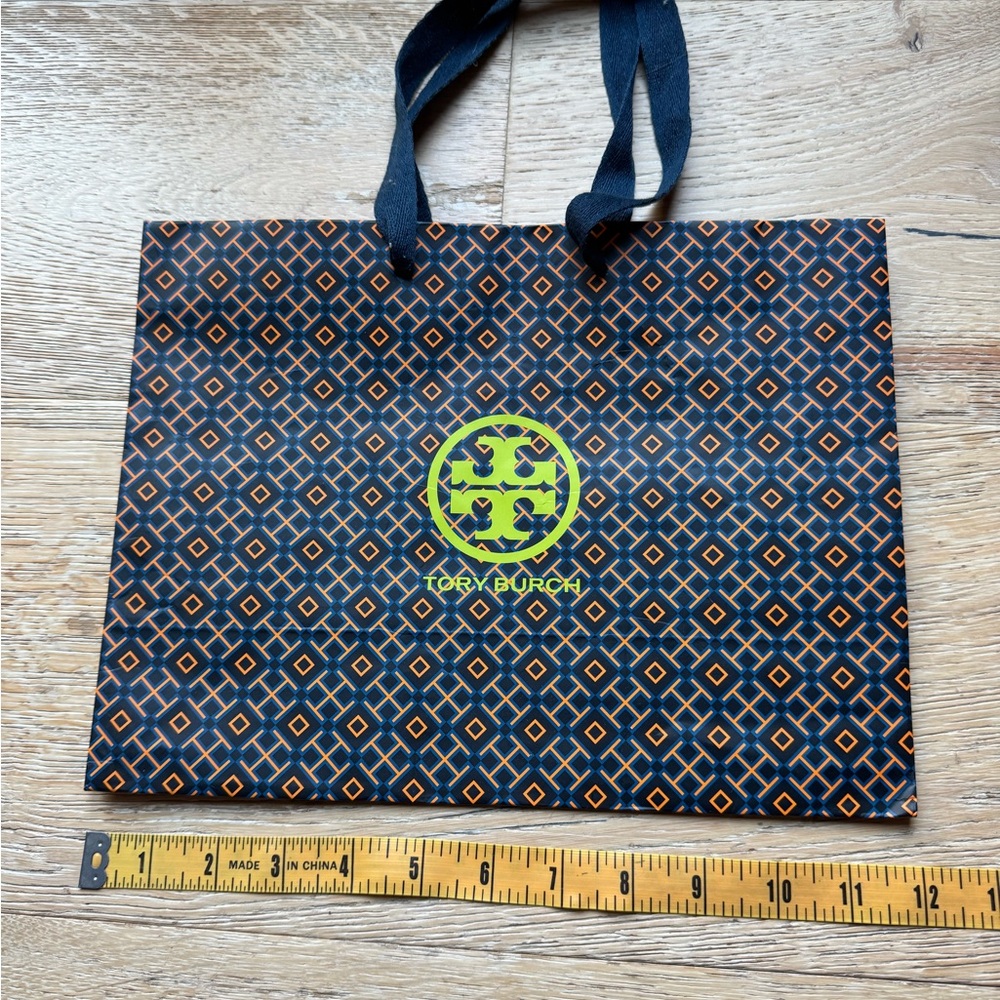 Tory Burch Geometric Black and Orange Paper Shopping bag NEW price firm!